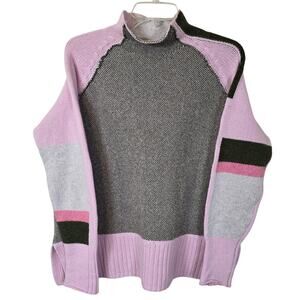 Zaket & Plover Merino Wool Colorblock Sweater Women's M Funnel Neck Casual